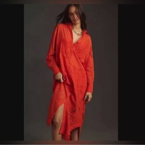 Anthropologie Maeve Collared Lace Shirt Dress